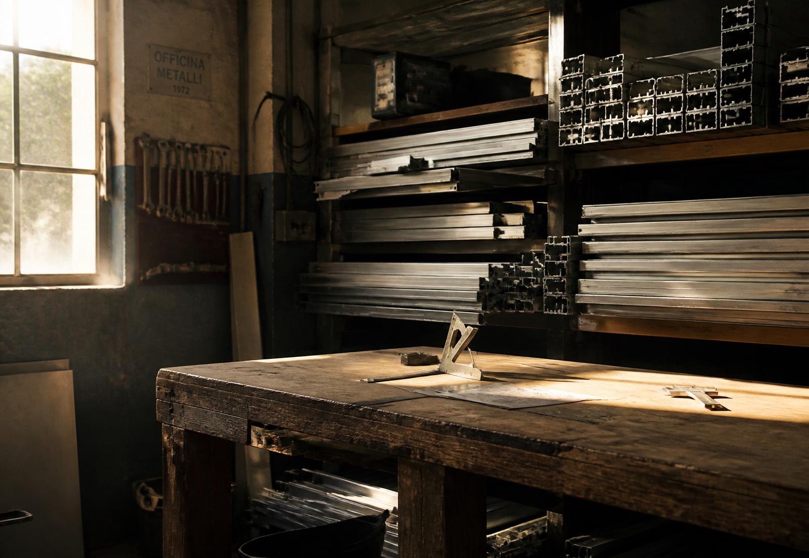 Interno dell'officina metallica Murarotto negli anni Settanta